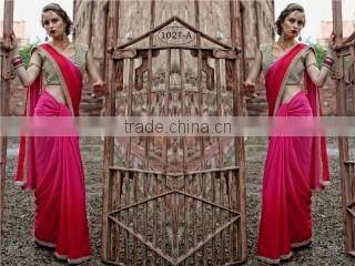 Brainy Mustard Satin Chiffon Saree/indian designers saree online shopping