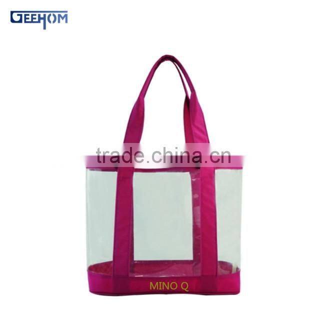 transparent pvc zipper bag with handle custom waterproof pvc beach bag