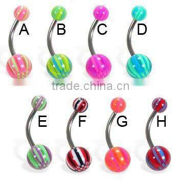 Surgical Grade Stainless Steel Chess UV Belly Bar Body Jewelry