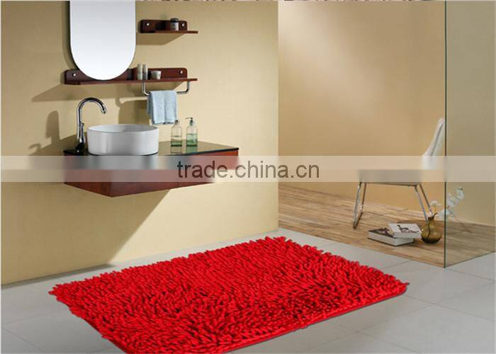 long pile polyester washable shiny chenille 3 piece bathroom mat sets