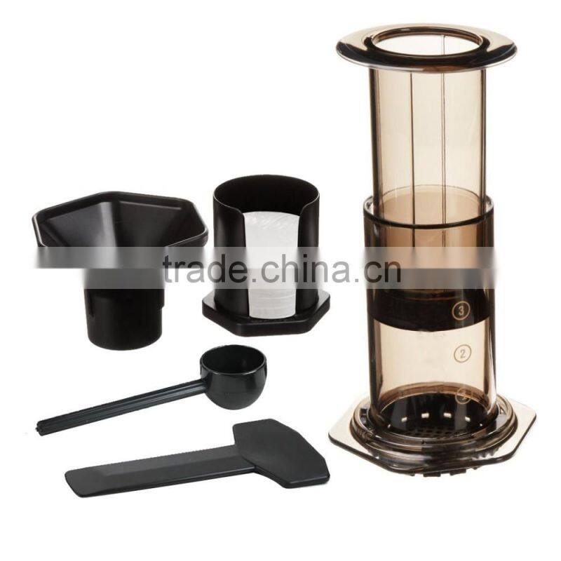 Portable Stainless steel + glass French press coffee machine shell car/wild outdoor coffee coffee maker+filter