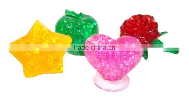 sweet heart 3D crystal pink heart jigsaw house decor toys