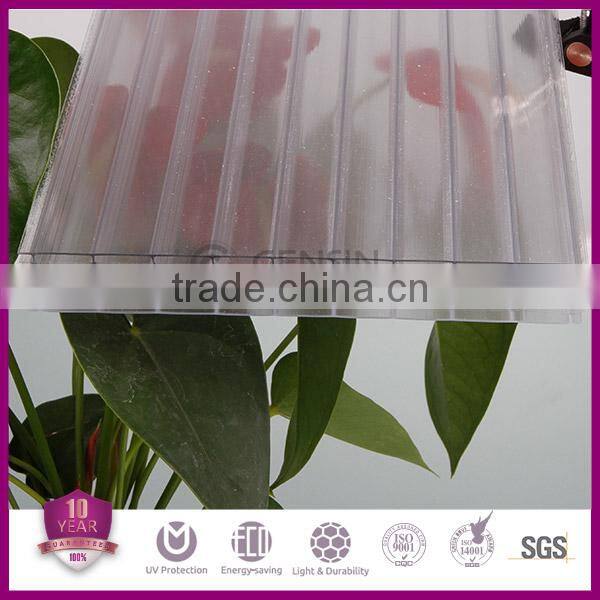 Low U-value 100% Virgin Raw PC Resin 80 Micron UV Coating 38mm Thickness 8-wall Diamond Structure Polycarbonate Sheet Multiwall
