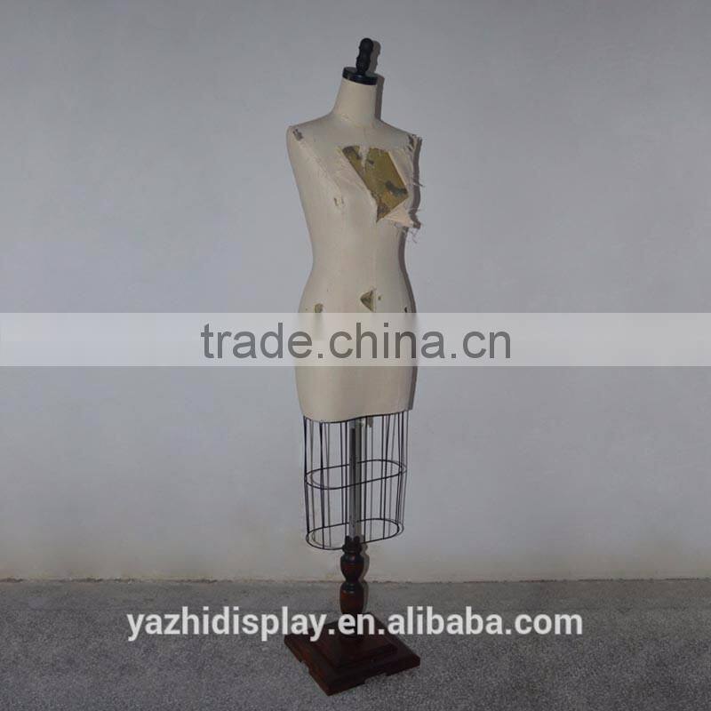 White Fabric dilapidated upper body retro woman mannequin display