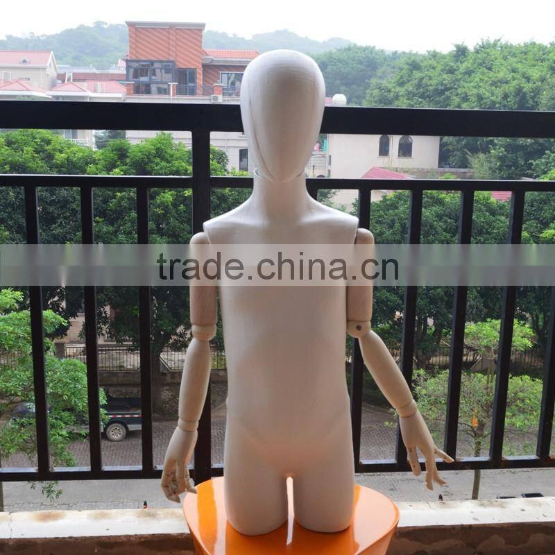 factory low price sale fiberglass OR fabric wrapped fabric torso kids mannequin with wood arm