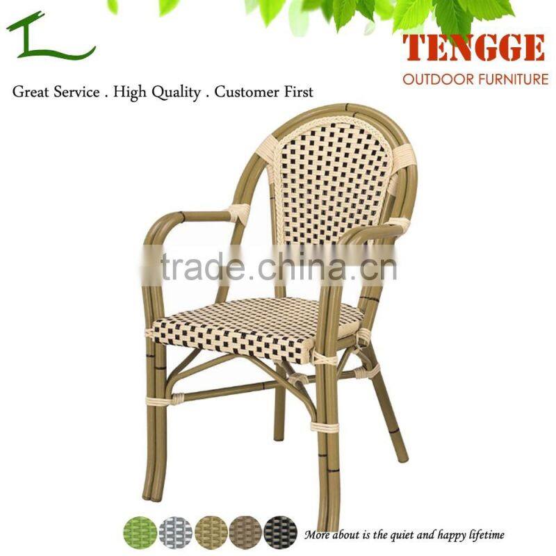 Stackable ArmChair Aluminum Frame Bamboo Looking Rattan Chair