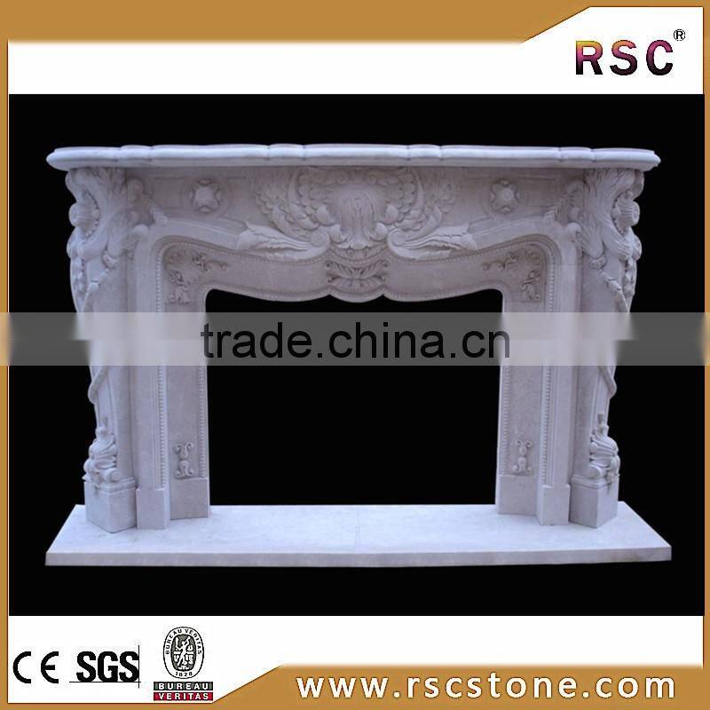 French style white marble fireplace mental for sale