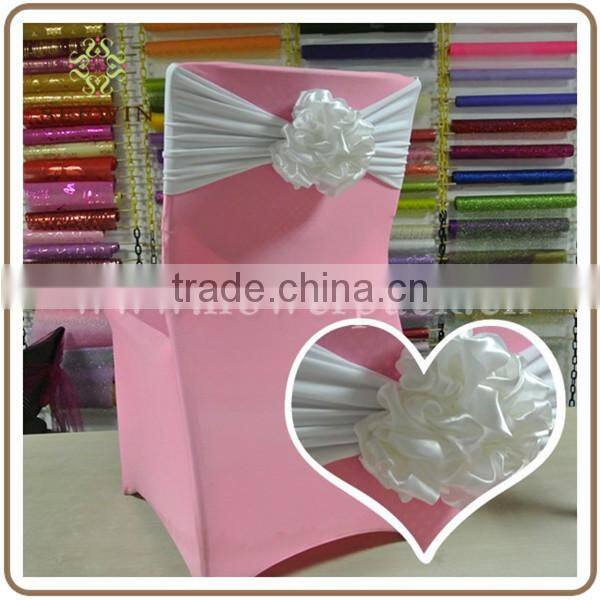spandex satin flower chair sash