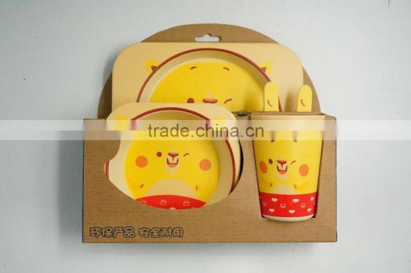 Green best selling baby bowl, spoon bowl cup bamboo fiber eco-friendly baby dinner set