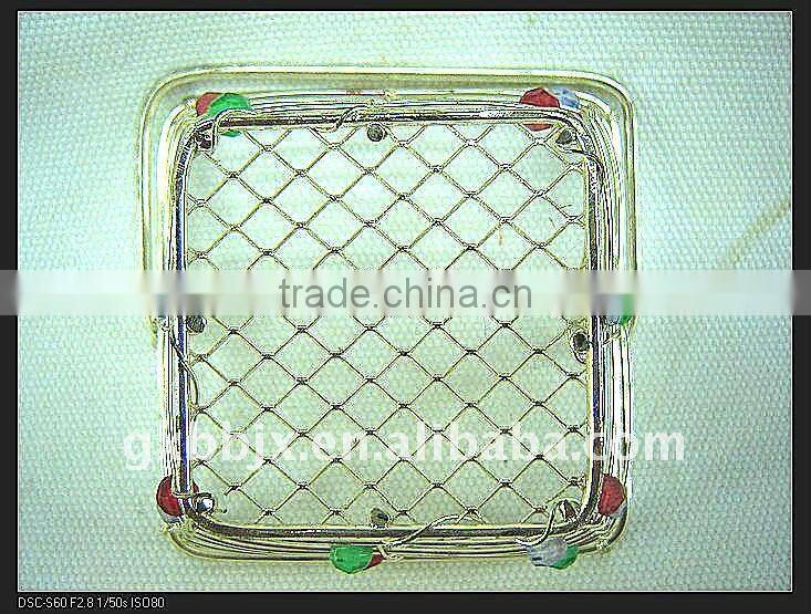 Sterling silver wire decorative with mix pearl small festival gift basket with handle