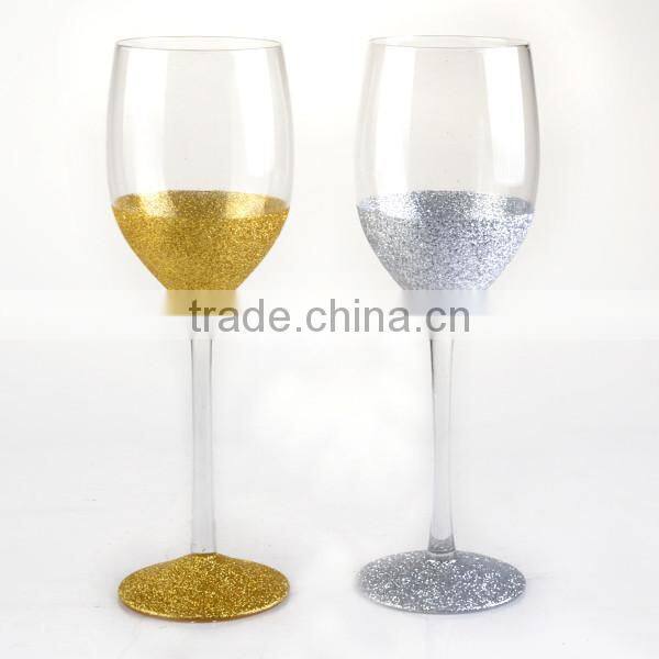 Hot Sale Red Wine Glass with silver or gold deco