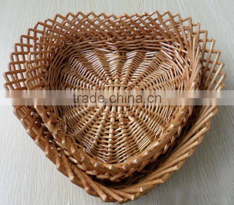 Willow Wicker Shallow Tray Basket with holder