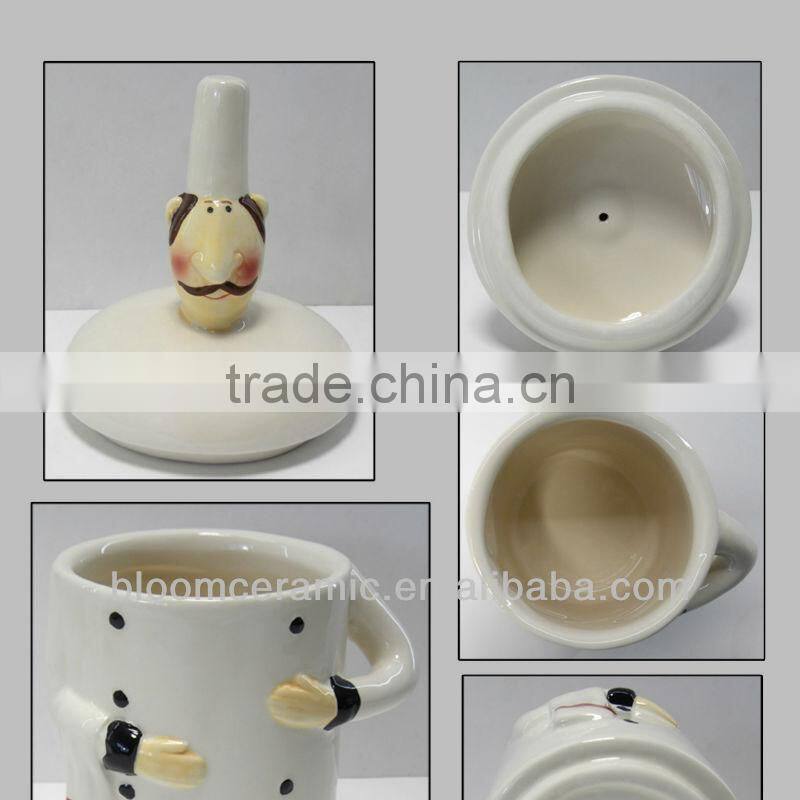 Hand painting chef shape cookie jar