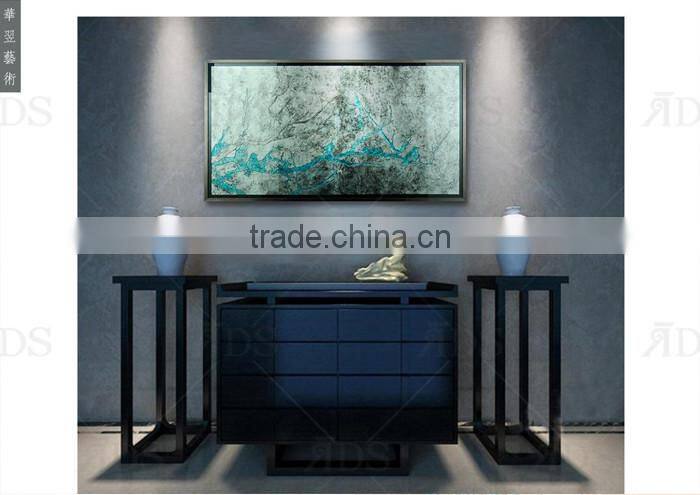 Framed Handmade carve pattens with silver leaf MDF modern glass wall art decor