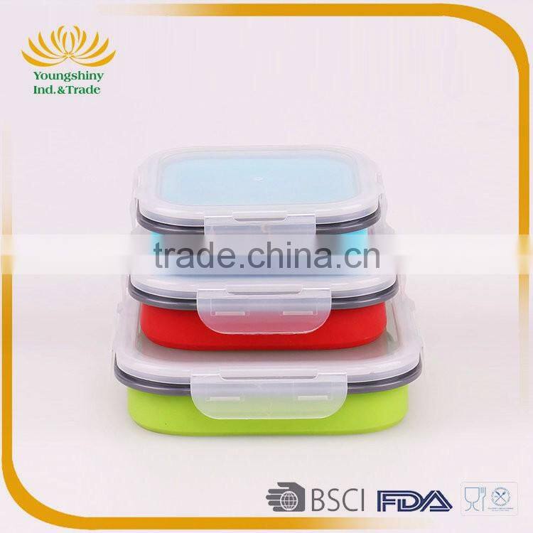 Silicone collapsible biodegradable lunch box