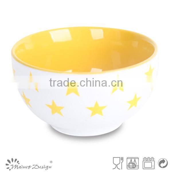 solid glaze ceramics cereal bowl with star