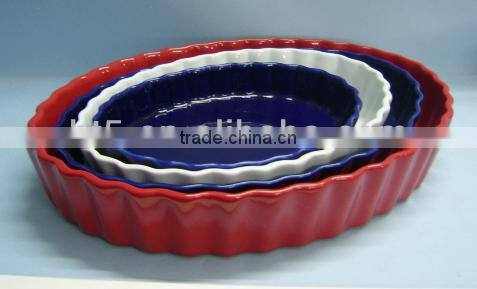high quality 13" oval shaped ceramic baking plate