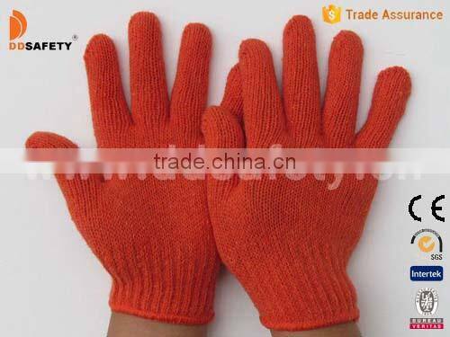 DDSAFETY Orange String Knitted Gloves Cotton Polyester Working Gloves