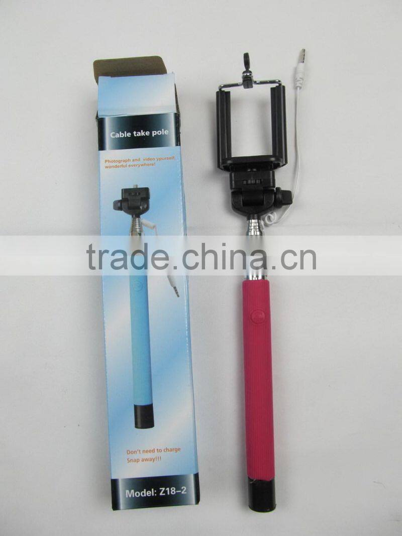 Extendable Selfie Handheld Stick Monopod with Adjustablee Holder and With Cable Remote Shutter for iphone and Android Phones