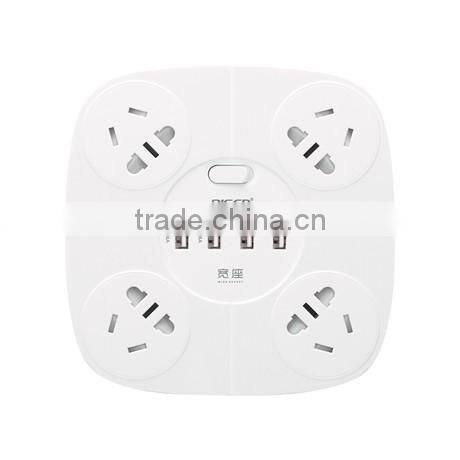 2500W, 10A Power Strip Multi-Outlets with 4 AC Plugs and 4 USB Ports Smart USB Charger for Home/Office