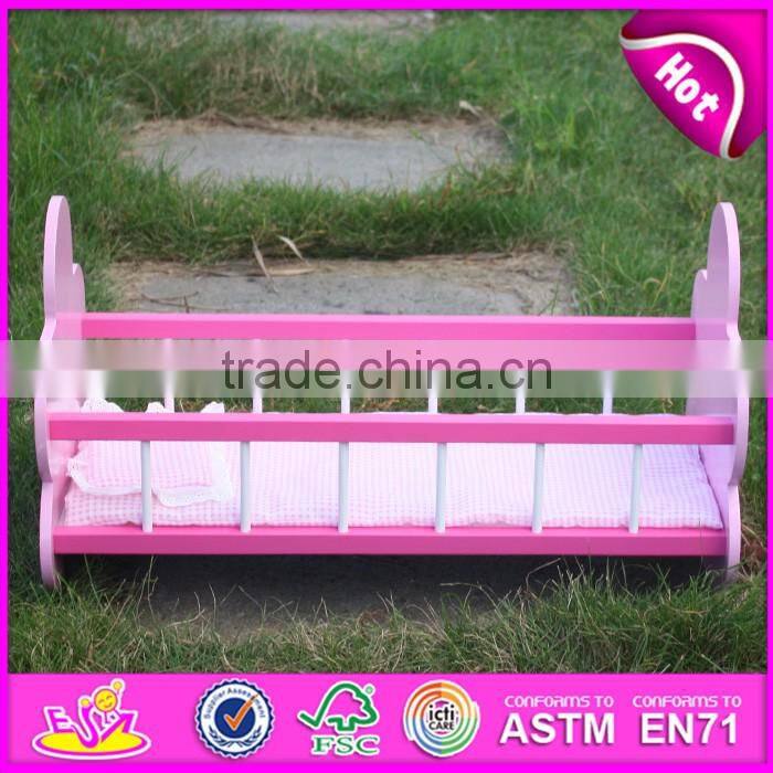 Natural handmade wooden baby doll bed for sale WJ278012A