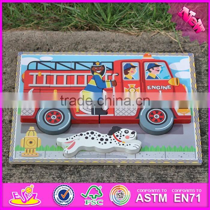 2016 new design children educational toy wooden 3d puzzle car W14D018