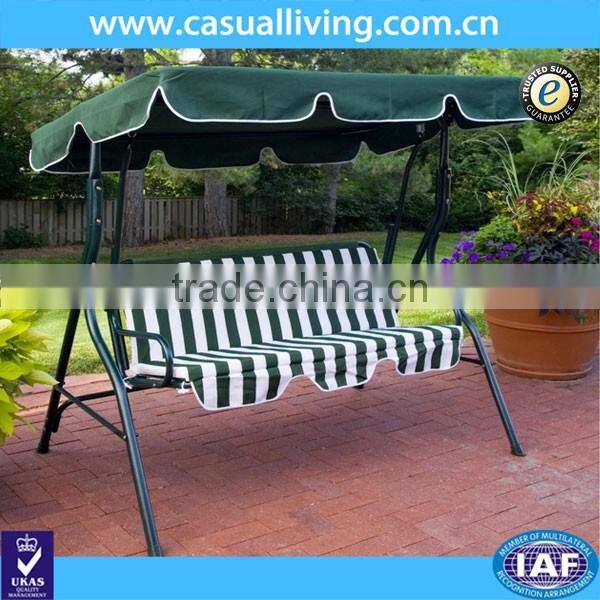 Canopy Awning Porch Swings Bench, Outdoor Chair for Two or Three, Green and White Strip