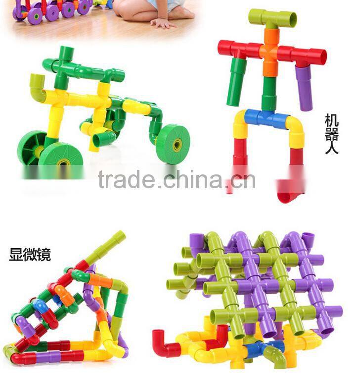 Intubate colorful building blocks bottled plastic pipe type blocks educational toys
