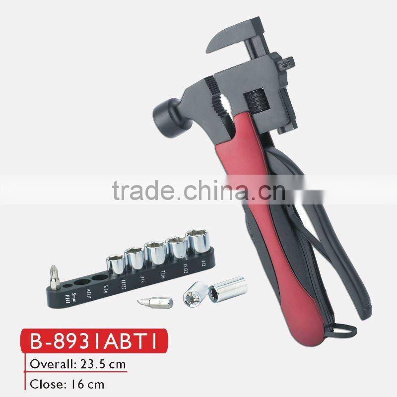 Black transform multi functioanl hatchet wrench hammer spanner screwdriver tool small hammer mill types B-8931ABT1