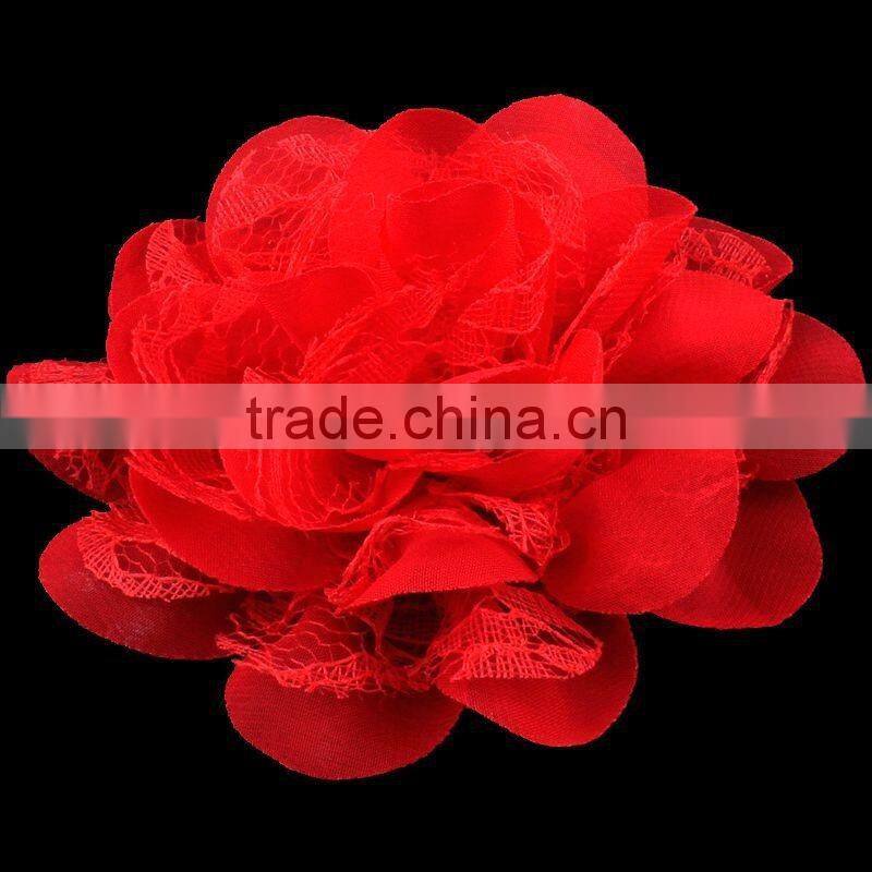 chiffon and lace flower clip for kids hair accessories for baby girl