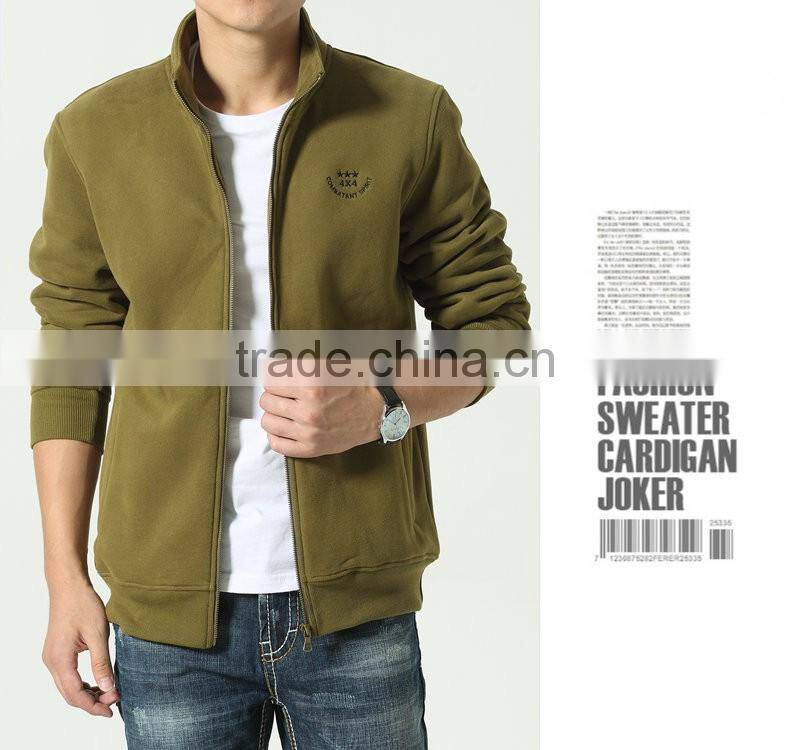 2017 men's spring coat cotton wool fleece jacket/zip up hoodie