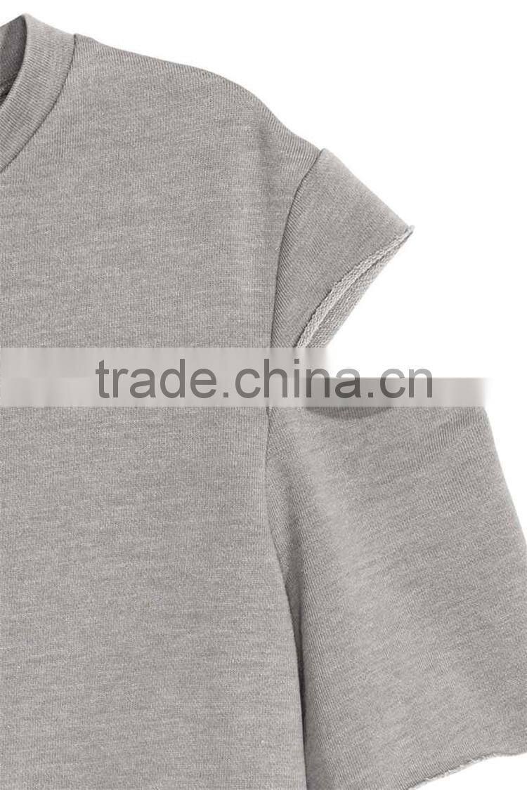 Cropped Jersey Top With Short Sleeves With Openings Crop Tops Wholesale