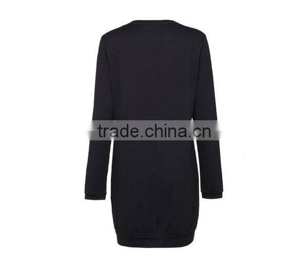 China supplier Women Woven Garment Factory ladies' close fit embroidered black long sleeve maxi dress