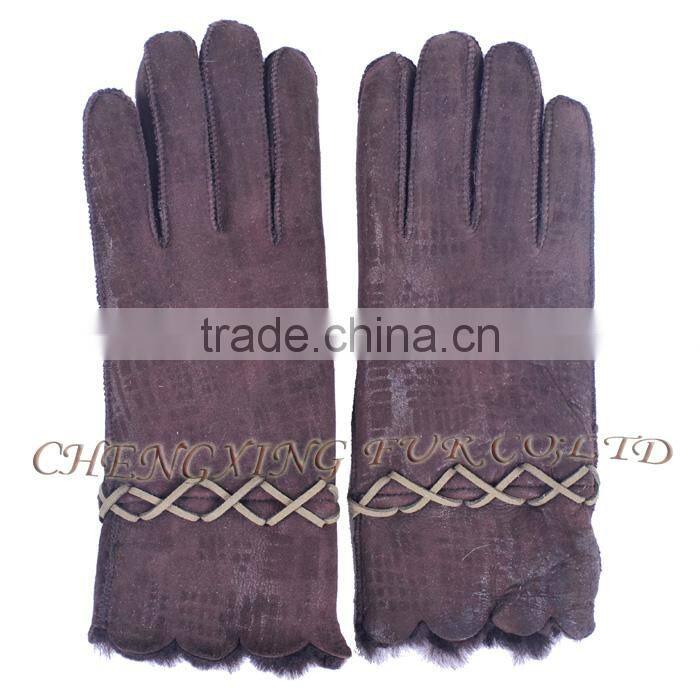 CX-A-59F Fashion Winter Warm Genuine Double Face Sheep Leather Women Glove