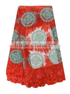 New design hot selling French Net Lace fancy beautiful embroidered dress french lace with stones FL0243