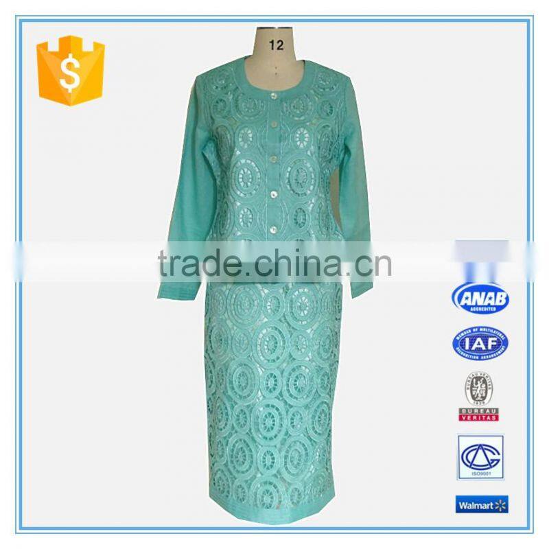 Autumn New Design Formal Long Sleeve Embroidery Blouse And Skirt Women Church Suits