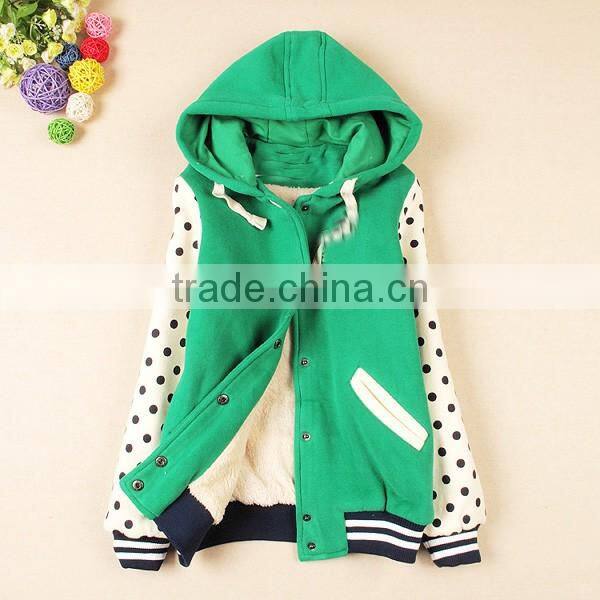Girls fashion design printed thicken zipper sweatshirts