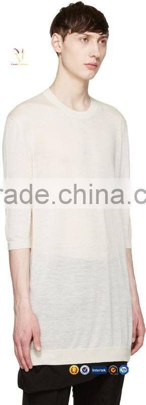 Fashionable New Design Half Sleeve Mens Long Cashmere Solid Color Sweaters