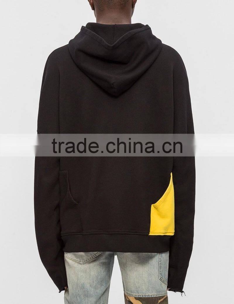 2017 wholesale new design black double pocket sweatshirt hoodie pullover