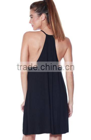 Plus Size Women Clothing Knit Halter Neck Spaghetti Swing Dress For Ladies