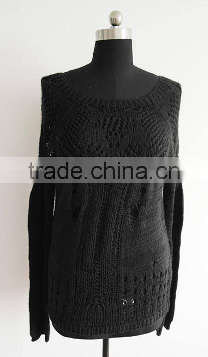 Fashion girls black pullover sweater