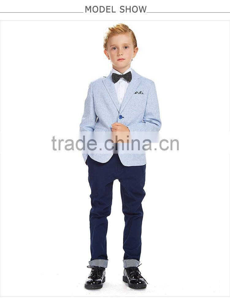 Elpa 2016 fashion kids clothes blue Linen material boy blazer Butterfly lining boy casual blazer