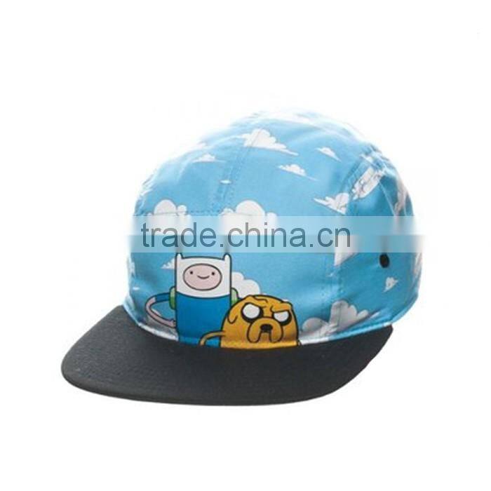 custom kids design baby blue Cartoon 5 panel cap for children