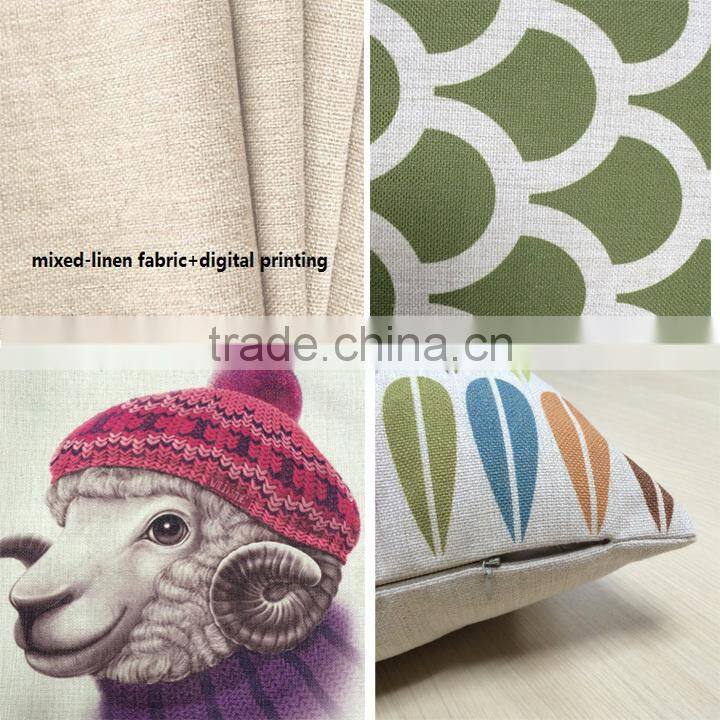 natural linen color customize linen cotton printed linen cushion cover