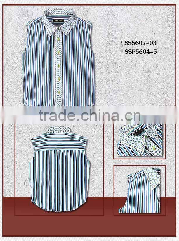 sleeveless striped latest girls shirts fashionable shirts for girls
