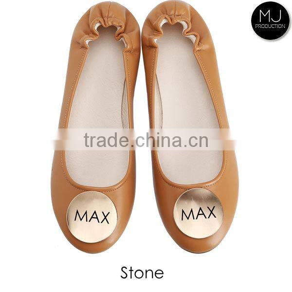 Wholesale PU leather monogrammed ballet flats