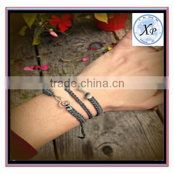 charm jewelry Hemp Music Bracelet - 3 in 1 Treble Clef and Eighth Note Charm Bracelet for women