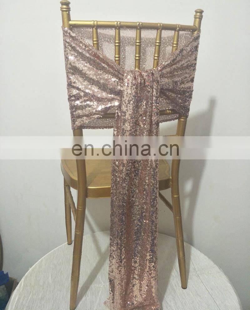 Graceful Popular High Quality Rose Gold Sequin Chair Sash