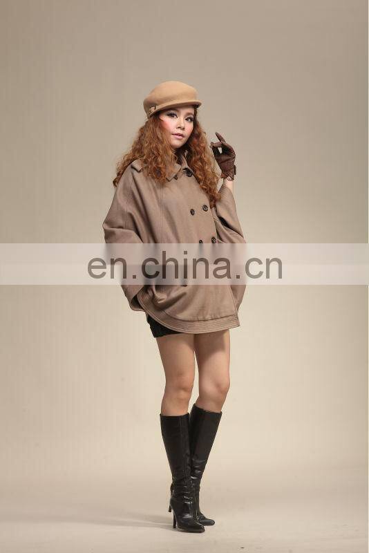 ladies mantle coat with big sleeve double breasted