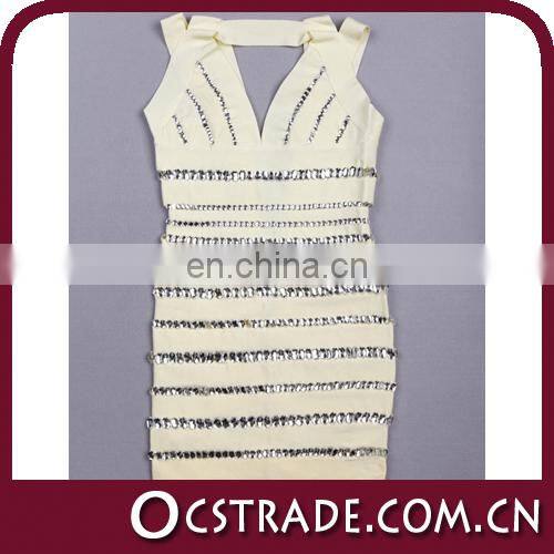 2014 v neck halter beaded cream cocktail dresses plus size
